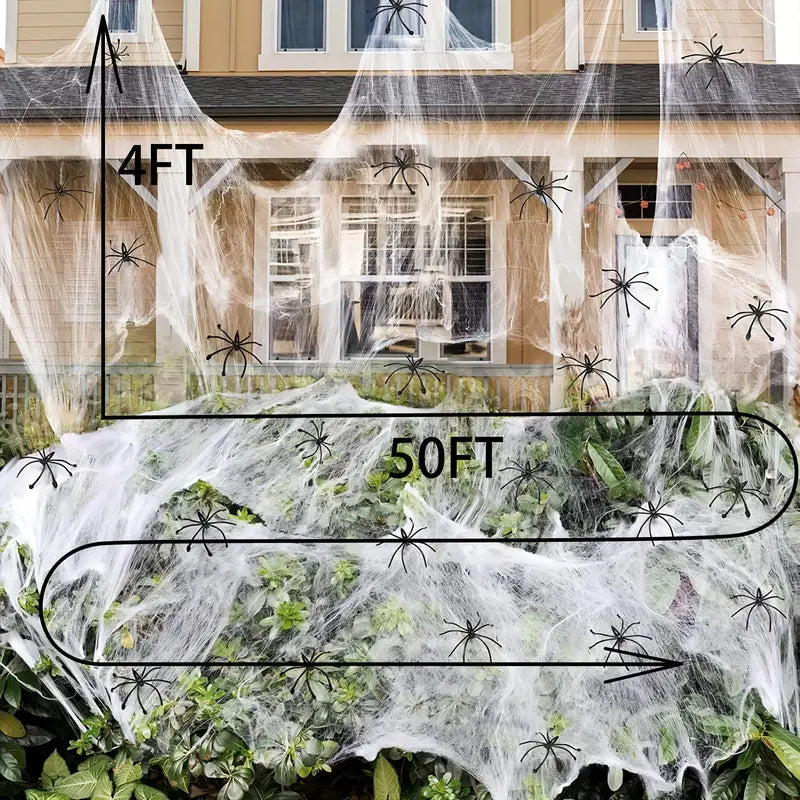 200 Soft Spider Webs Halloween Decorations Bonus with 10 Fake Spiders